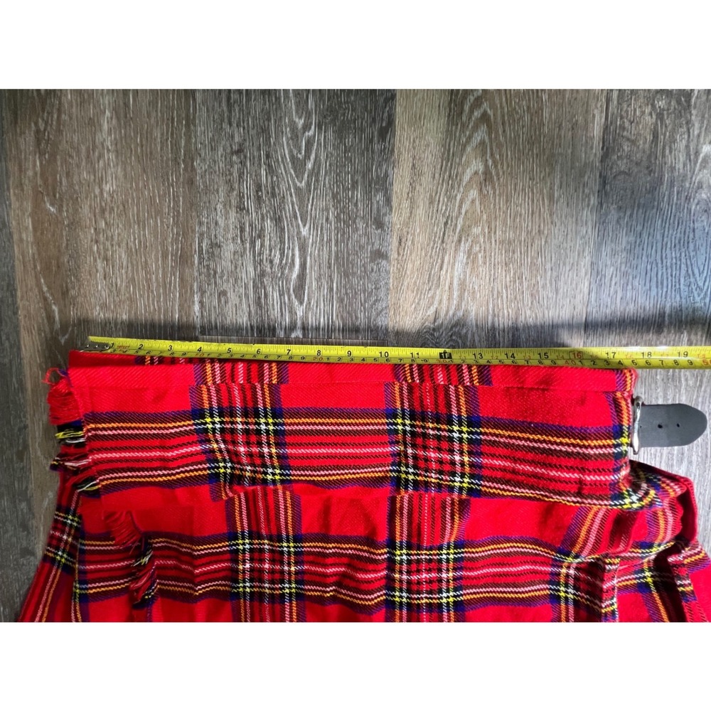 Tartan Kilt Mens 36 Red Plaid Pleated Acrylic Scottish Highland Style - Picture 2 of 6